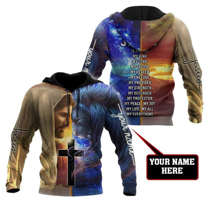 Personalized God Lion And Cross Jesus Is My Peace My Strength God 3D Hoodie For Man And Women, Jesus Printed 3D Hoodie