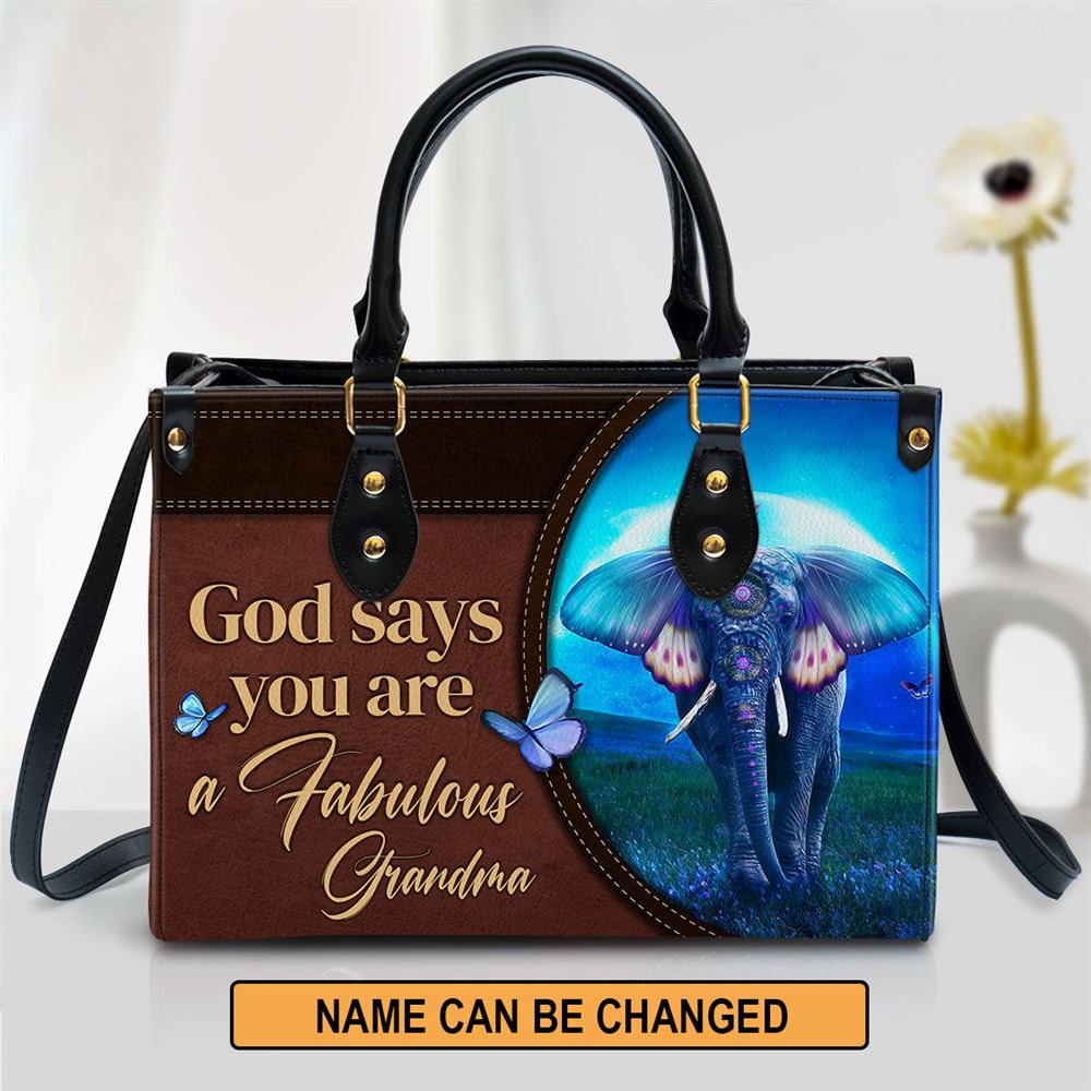 Personalized God Says You Are A Fabulous Grandma Leather Bag, Christian Pu Leather Bags For Women