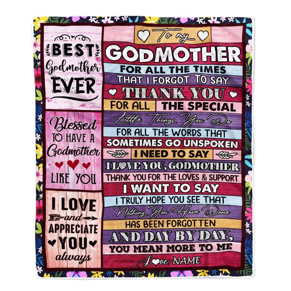 Personalized Godmother Blanket From Niece Nephew Thank You For The Love, Mother's Day Blanket, Mothers Day Birthday Gifts For Mom