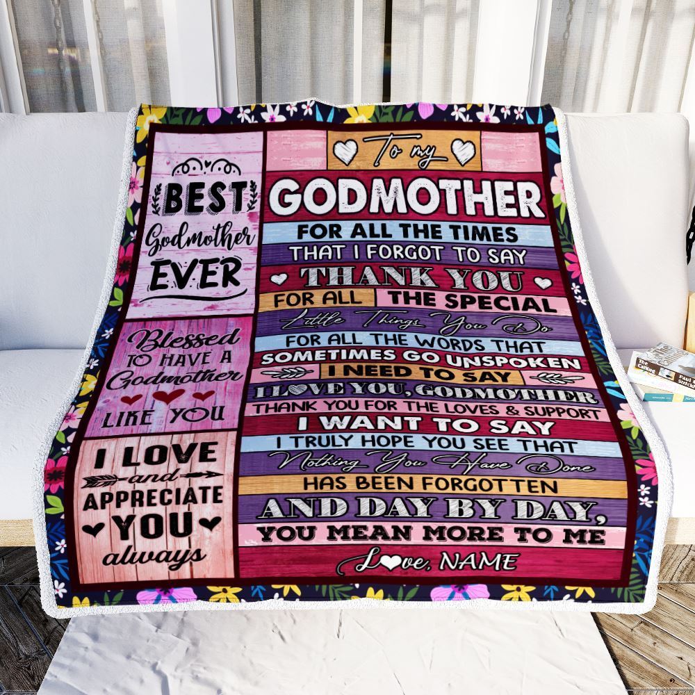 Personalized Godmother Blanket From Niece Nephew Thank You For The Love, Mother's Day Blanket, Mothers Day Birthday Gifts For Mom