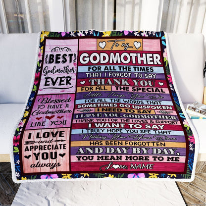 Personalized Godmother Blanket From Niece Nephew Thank You For The Love, Mother's Day Blanket, Mothers Day Birthday Gifts For Mom