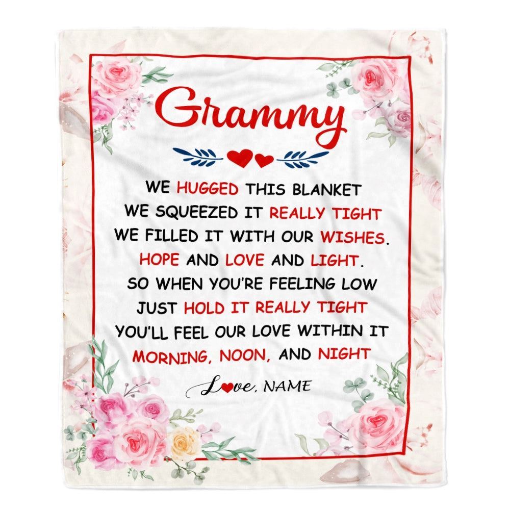 Personalized Grammy Blanket From Grandkids Granddaughter Grandson We Hugged This Blanket Floral, Mother's Day Blanket, Mothers Day Birthday Gifts