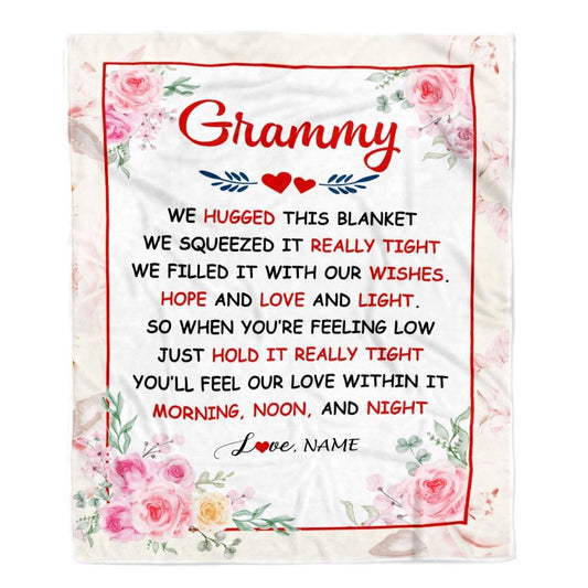 Personalized Grammy Blanket From Grandkids Granddaughter Grandson We Hugged This Blanket Floral, Mother's Day Blanket, Mothers Day Birthday Gifts