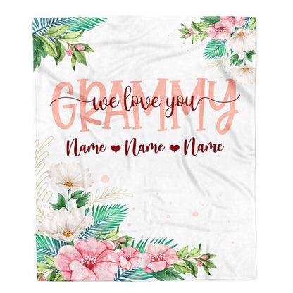 Personalized Grammy Blanket From Grandkids Granddaughter Grandson We Love You Floral, Mother's Day Blanket, Mothers Day Birthday Gifts For Mom