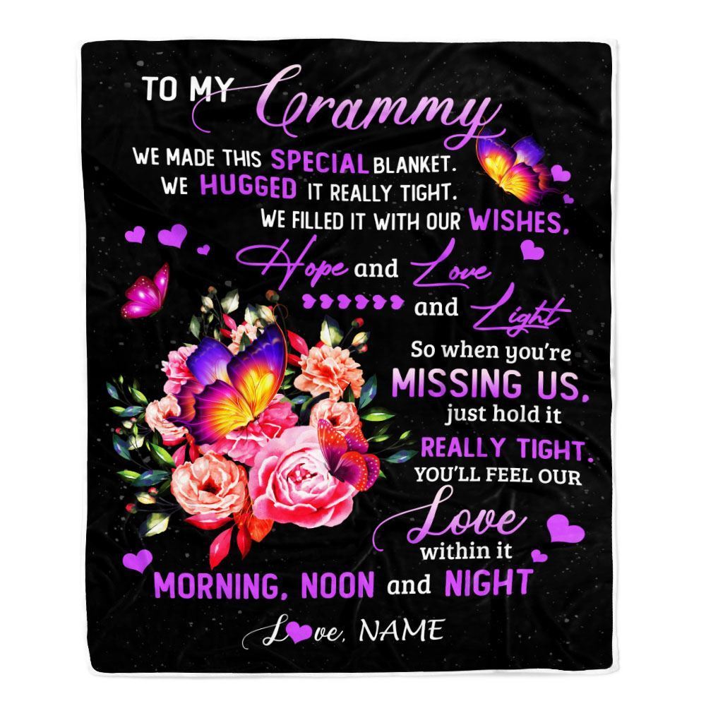 Personalized Grammy Blanket From Grandkids Granddaughter We Made This Special Blanket Flower, Mother's Day Blanket, Mothers Day Birthday Gifts For Mom