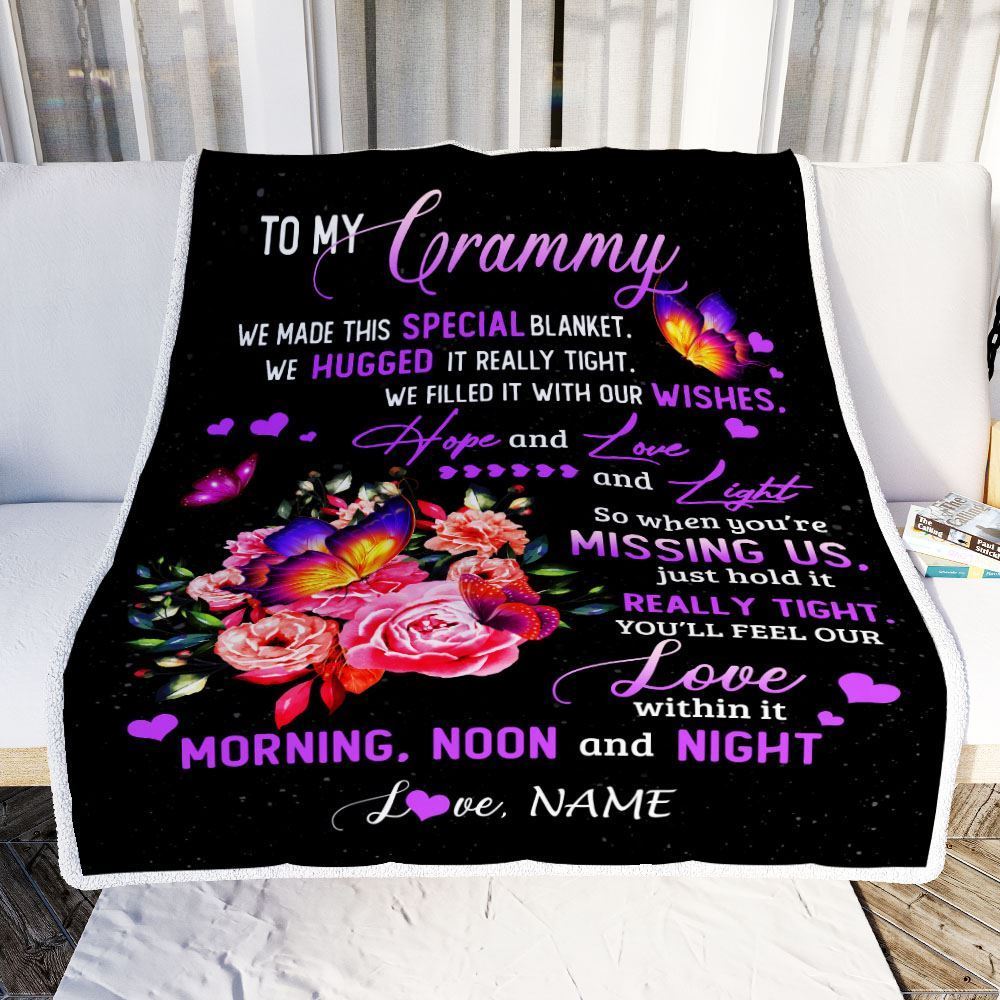 Personalized Grammy Blanket From Grandkids Granddaughter We Made This Special Blanket Flower, Mother's Day Blanket, Mothers Day Birthday Gifts For Mom
