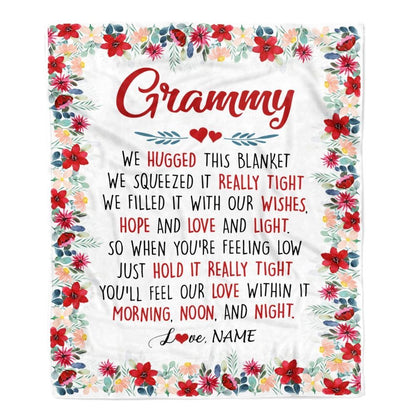 Personalized Grammy Blanket From Grandkids Grandson Granddaughter We Hugged This, Mother's Day Blanket, Mothers Day Birthday Gifts For Mom