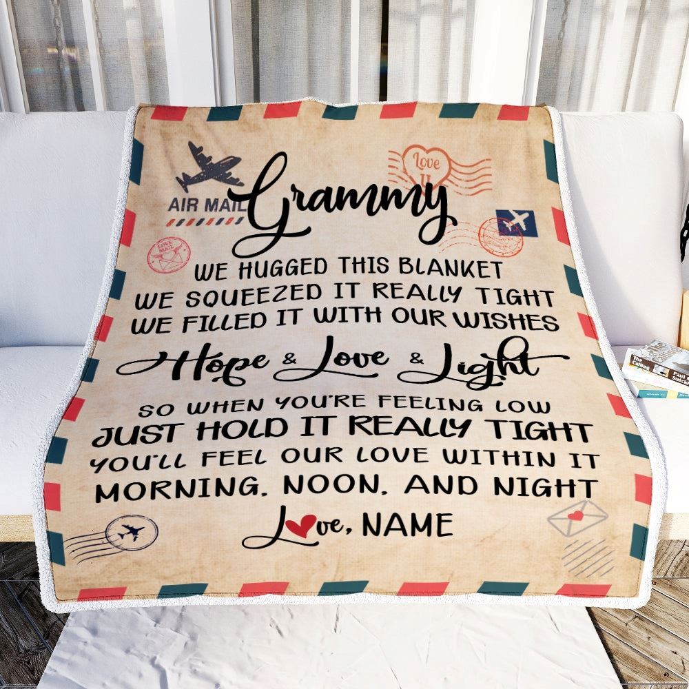 Personalized Grammy Blanket From Grandkids We Hugged This Blanket Mail Letter, Mother's Day Blanket, Mothers Day Birthday Gifts For Mom