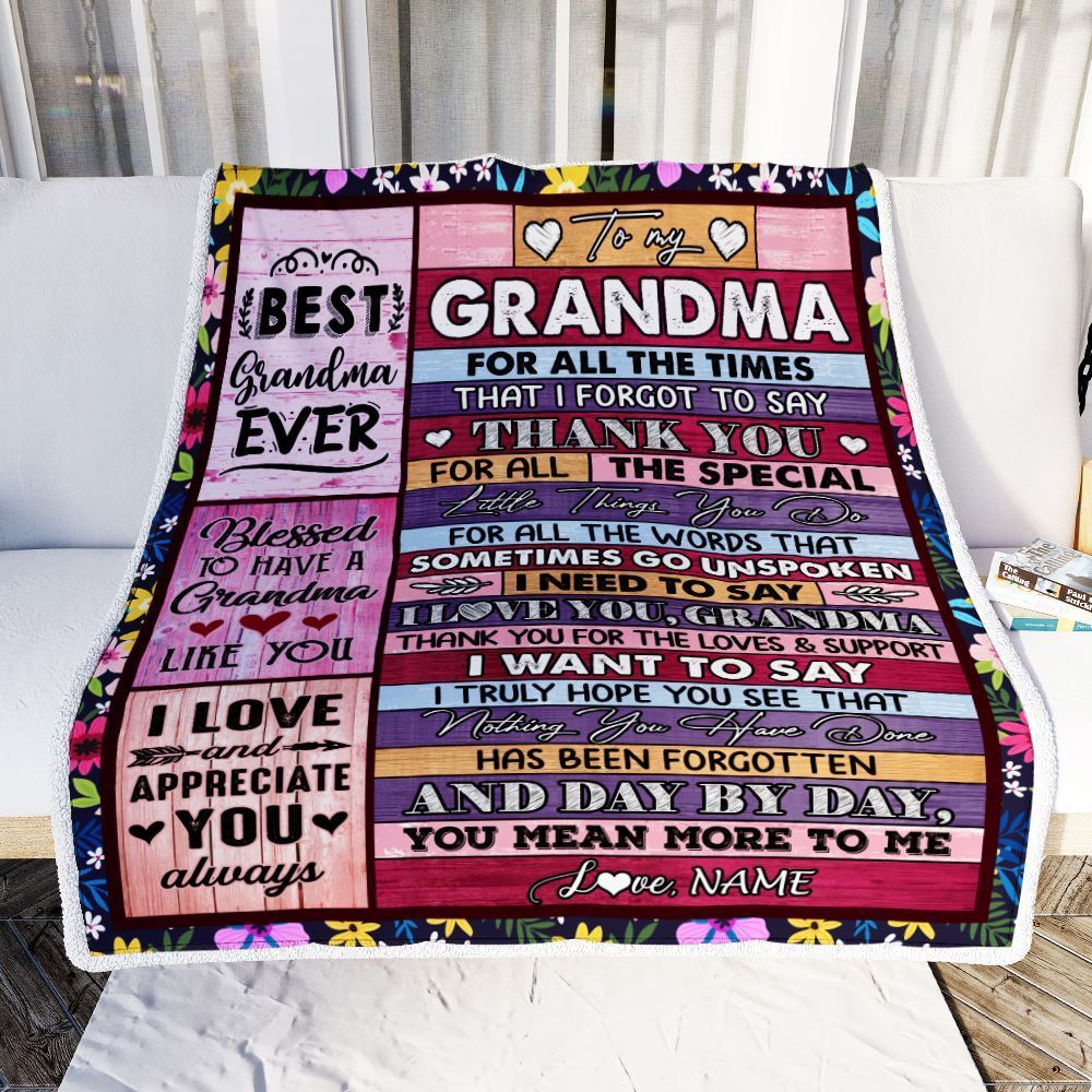 Personalized Grandma Blanket From Granddaughter Grandson Thank You For The Love, Mother's Day Blanket, Mothers Day Birthday Gifts For Mom