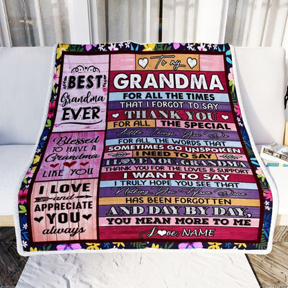 Personalized Grandma Blanket From Granddaughter Grandson Thank You For The Love, Mother's Day Blanket, Mothers Day Birthday Gifts For Mom