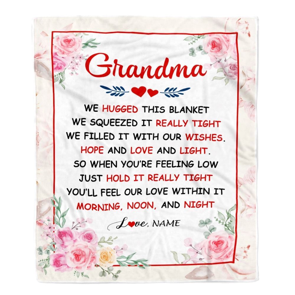 Personalized Grandma Blanket From Grandkids Granddaughter Grandson We Hugged This Blanket Floral, Mother's Day Blanket, Mothers Day Birthday Gifts