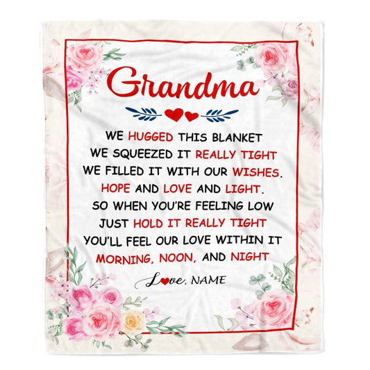 Personalized Grandma Blanket From Grandkids Granddaughter Grandson We Hugged This Blanket Floral, Mother's Day Blanket, Mothers Day Birthday Gifts