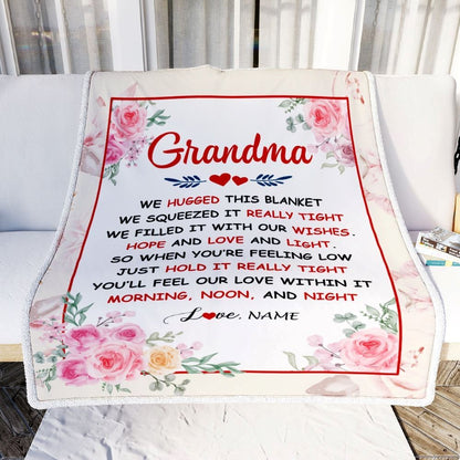 Personalized Grandma Blanket From Grandkids Granddaughter Grandson We Hugged This Blanket Floral, Mother's Day Blanket, Mothers Day Birthday Gifts