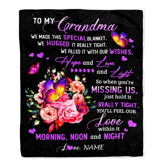 Personalized Grandma Blanket From Grandkids Granddaughter We Made This Special Blanket Flower, Mother's Day Blanket, Mothers Day Birthday Gift For Mom