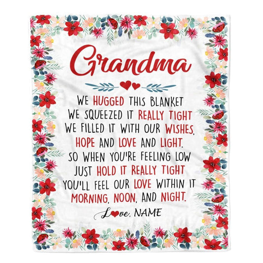 Personalized Grandma Blanket From Grandkids Grandson Granddaughter We Hugged This, Mother's Day Blanket, Mothers Day Birthday Gifts For Mom