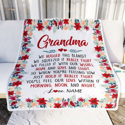 Personalized Grandma Blanket From Grandkids Grandson Granddaughter We Hugged This, Mother's Day Blanket, Mothers Day Birthday Gifts For Mom