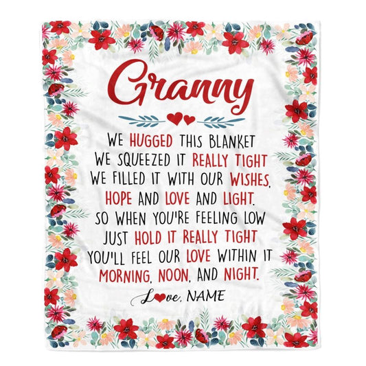 Personalized Granny Blanket From Grandkids Grandson Granddaughter We Hugged This, Mother's Day Blanket, Mothers Day Birthday Gifts For Mom