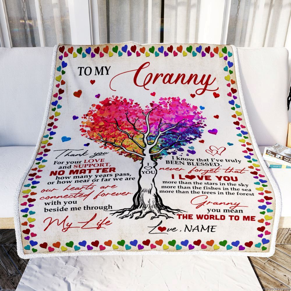 Personalized Granny Blanket From Grandkids Never Forget That I Love You You Mean The World to Me, Mother's Day Blanket, Mothers Day Birthday Gifts
