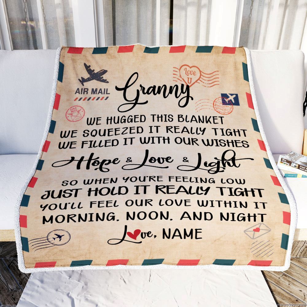 Personalized Granny Blanket From Grandkids We Hugged This Blanket Mail Letter, Mother's Day Blanket, Mothers Day Birthday Gifts For Mom