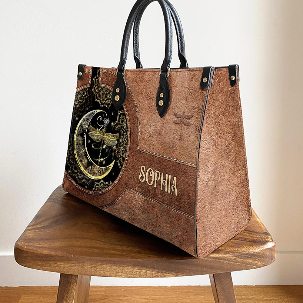 Personalized Hippie Dragonfly Leather Bag, Women's Pu Leather Bag, Best Mother's Day Gifts