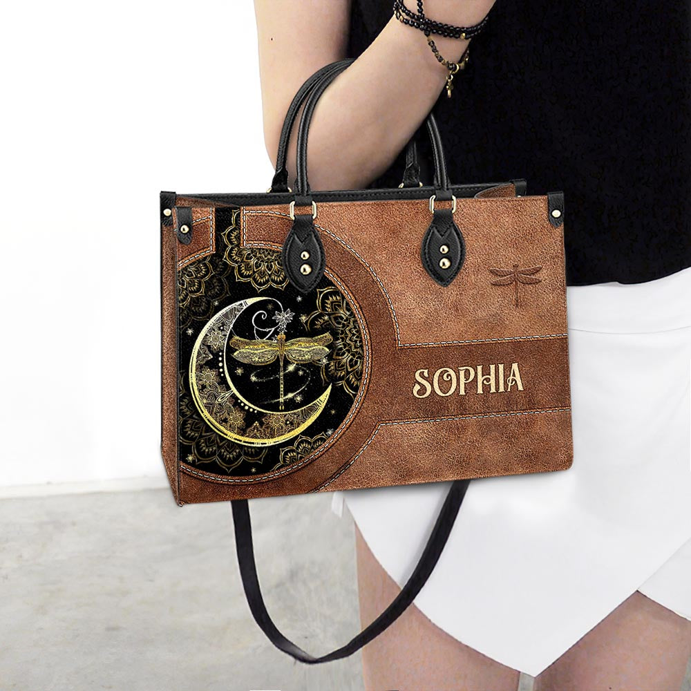 Personalized Hippie Dragonfly Leather Bag, Women's Pu Leather Bag, Best Mother's Day Gifts