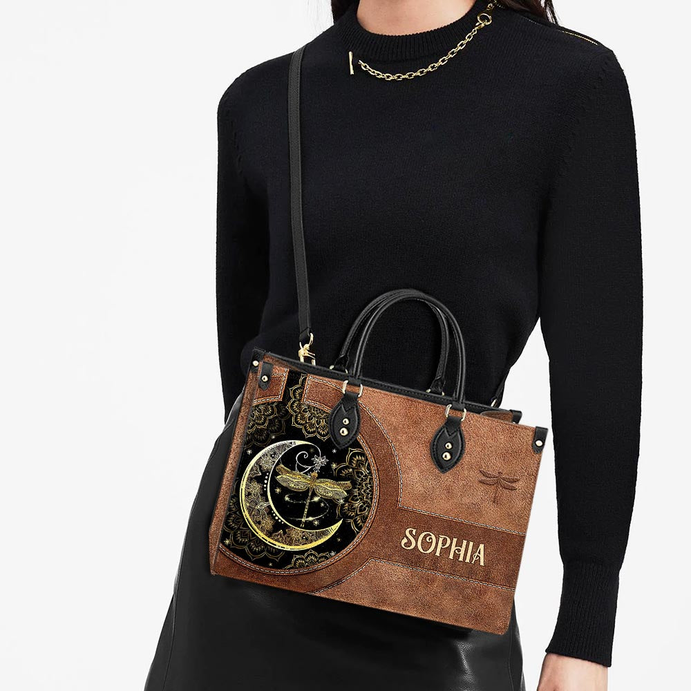 Personalized Hippie Dragonfly Leather Bag, Women's Pu Leather Bag, Best Mother's Day Gifts