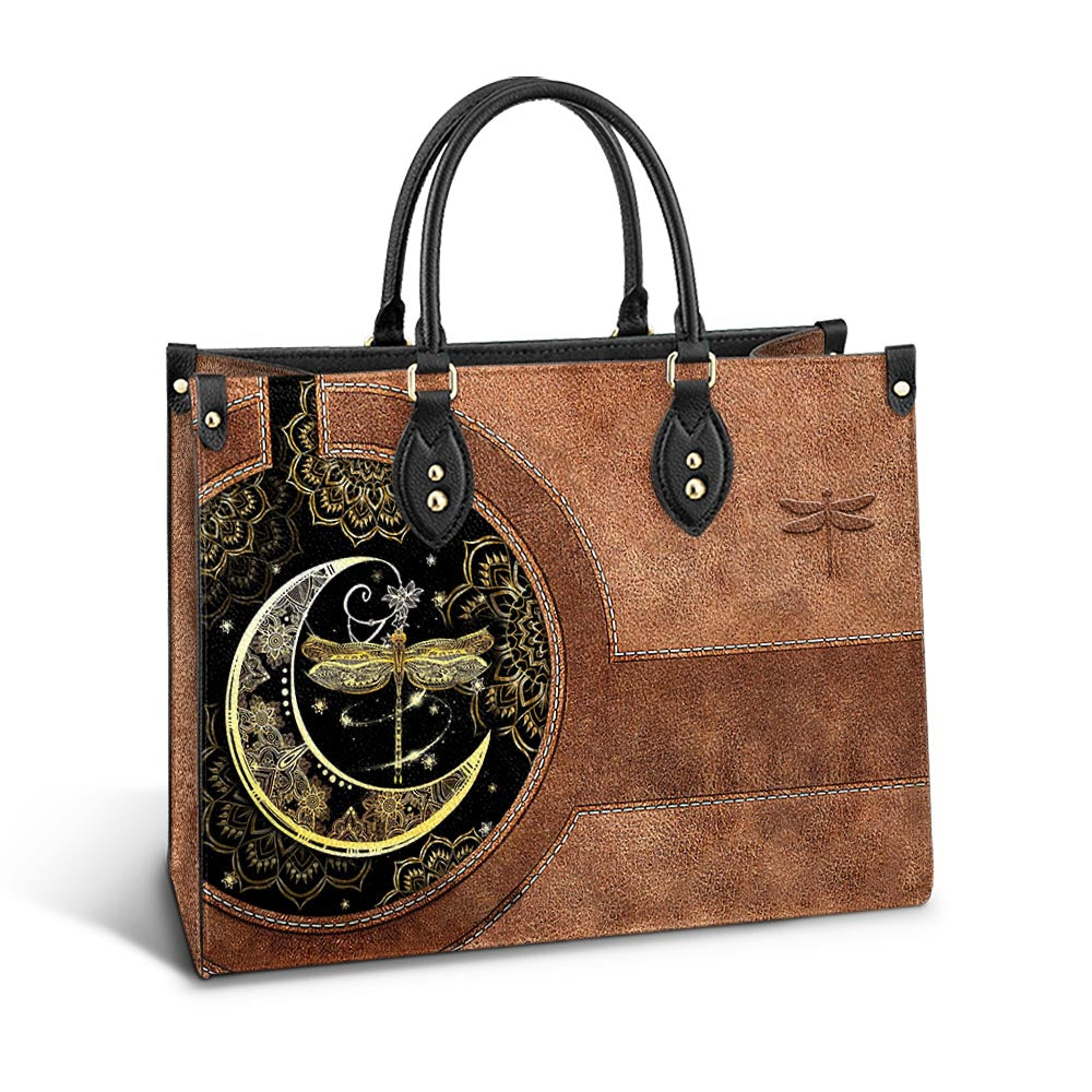 Personalized Hippie Dragonfly Leather Bag, Women's Pu Leather Bag, Best Mother's Day Gifts