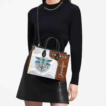 Personalized Hippie Dragonfly Mandala Leather Bag, Women's Pu Leather Bag, Best Mother's Day Gifts