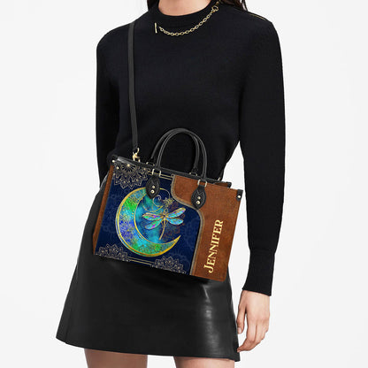 Personalized Hippie Dragonfly Moon Child Leather Bag, Women's Pu Leather Bag, Best Mother's Day Gifts