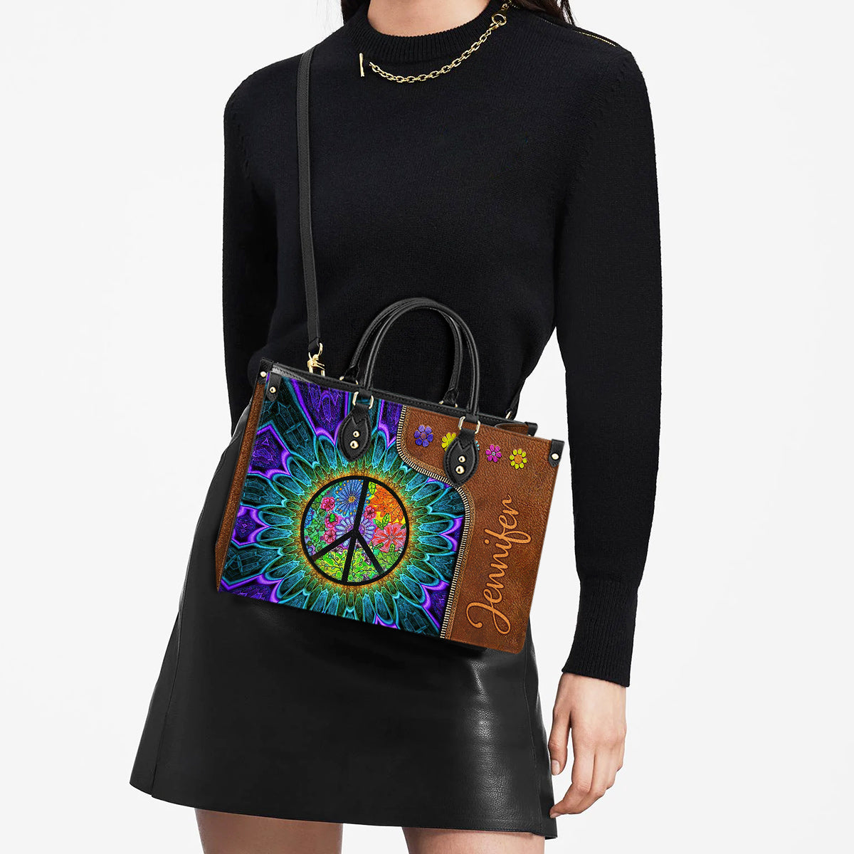 Personalized Hippie Soul 1 Leather Bag, Women's Pu Leather Bag, Best Mother's Day Gifts
