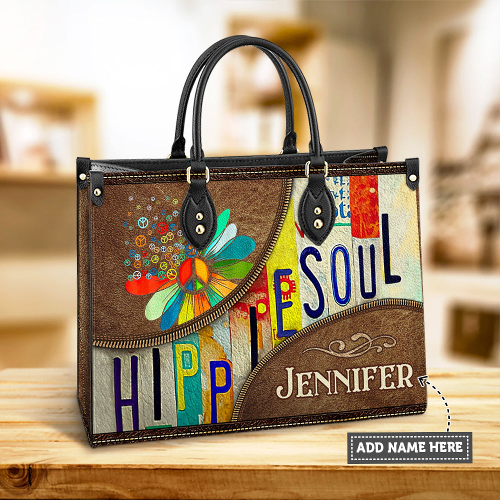 Personalized Hippie Soul 2 Leather Bag, Women's Pu Leather Bag, Best Mother's Day Gifts