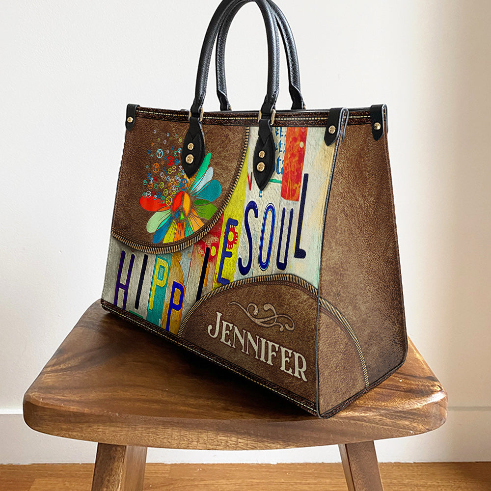 Personalized Hippie Soul 2 Leather Bag, Women's Pu Leather Bag, Best Mother's Day Gifts