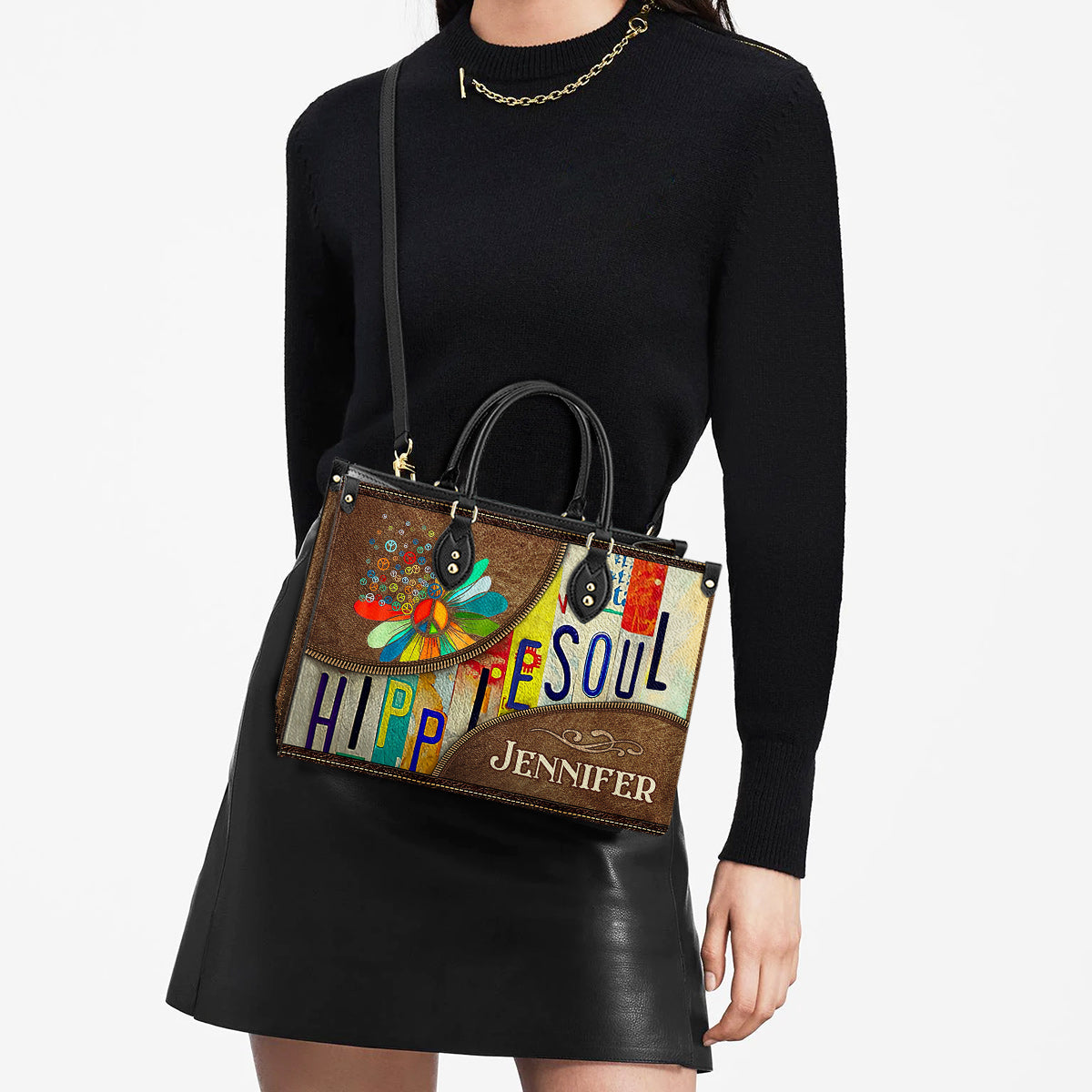 Personalized Hippie Soul 2 Leather Bag, Women's Pu Leather Bag, Best Mother's Day Gifts