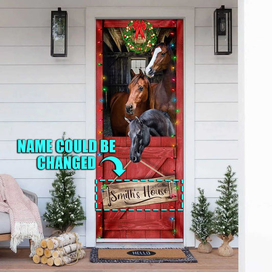 Personalized Horse, Merry Christmas Door Cover, Christmas Door Knob Covers, Christmas Outdoor Decoration