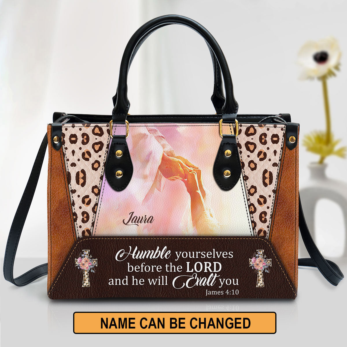 Personalized Humble Yourselves Before The Lord And He Will Exalt You Leather Bag, Christian Pu Leather Bags For Women
