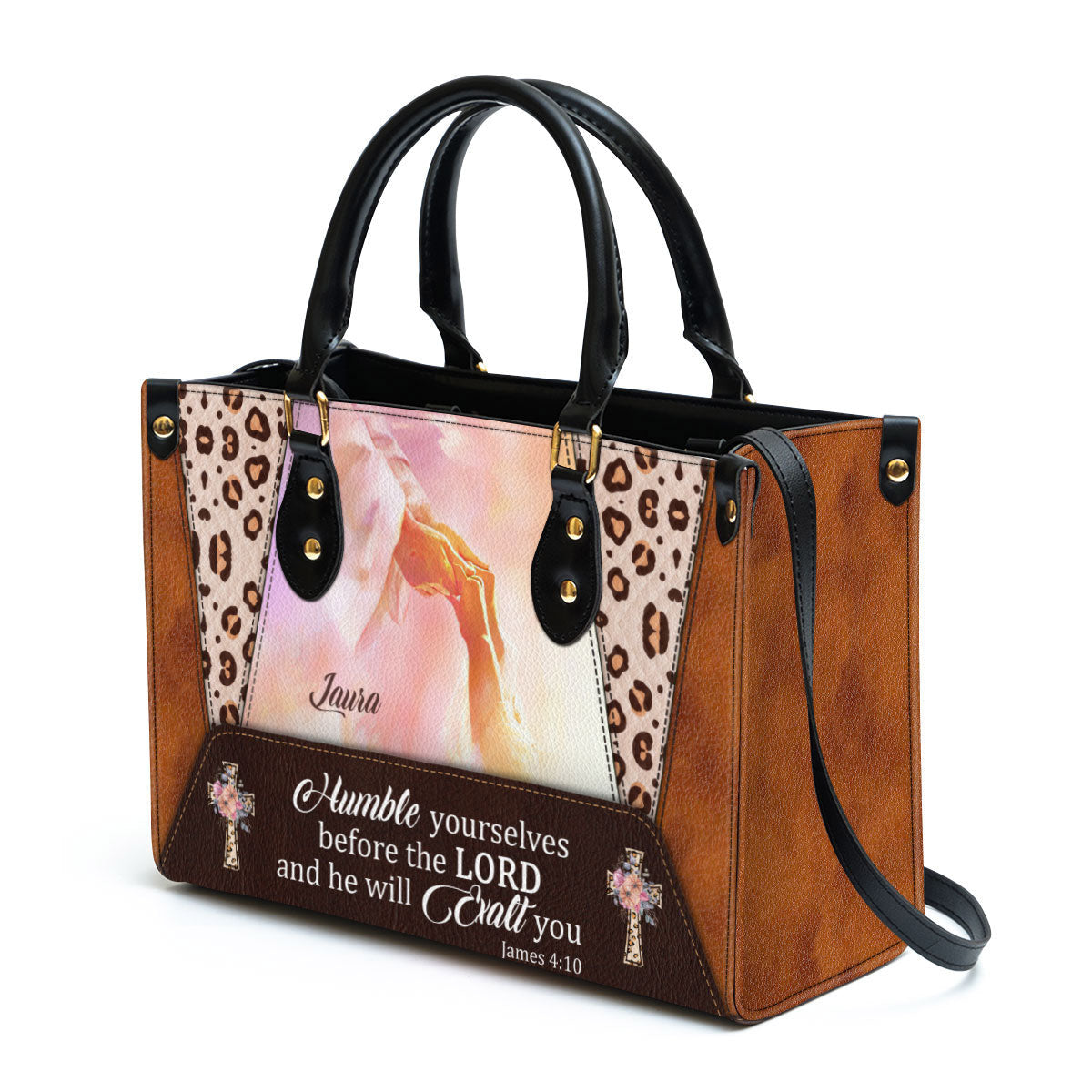 Personalized Humble Yourselves Before The Lord And He Will Exalt You Leather Bag, Christian Pu Leather Bags For Women
