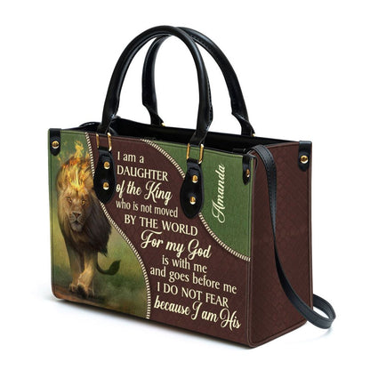 Personalized I Am A Daughter Of The King Unique Lion Leather Bag, Christian Pu Leather Bags For Women