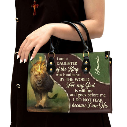 Personalized I Am A Daughter Of The King Unique Lion Leather Bag, Christian Pu Leather Bags For Women