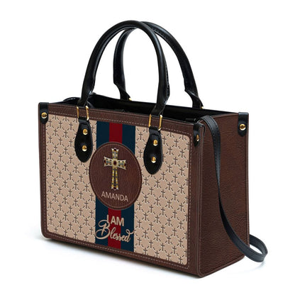 Personalized I Am Blessed Leather Bag, Christian Pu Leather Bags For Women