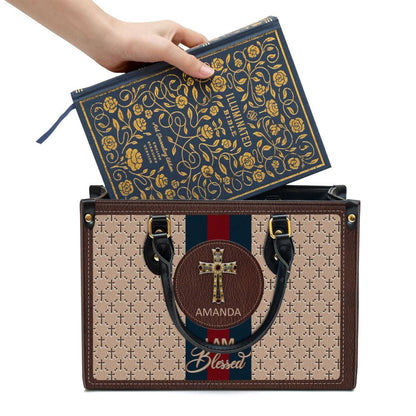 Personalized I Am Blessed Leather Bag, Christian Pu Leather Bags For Women