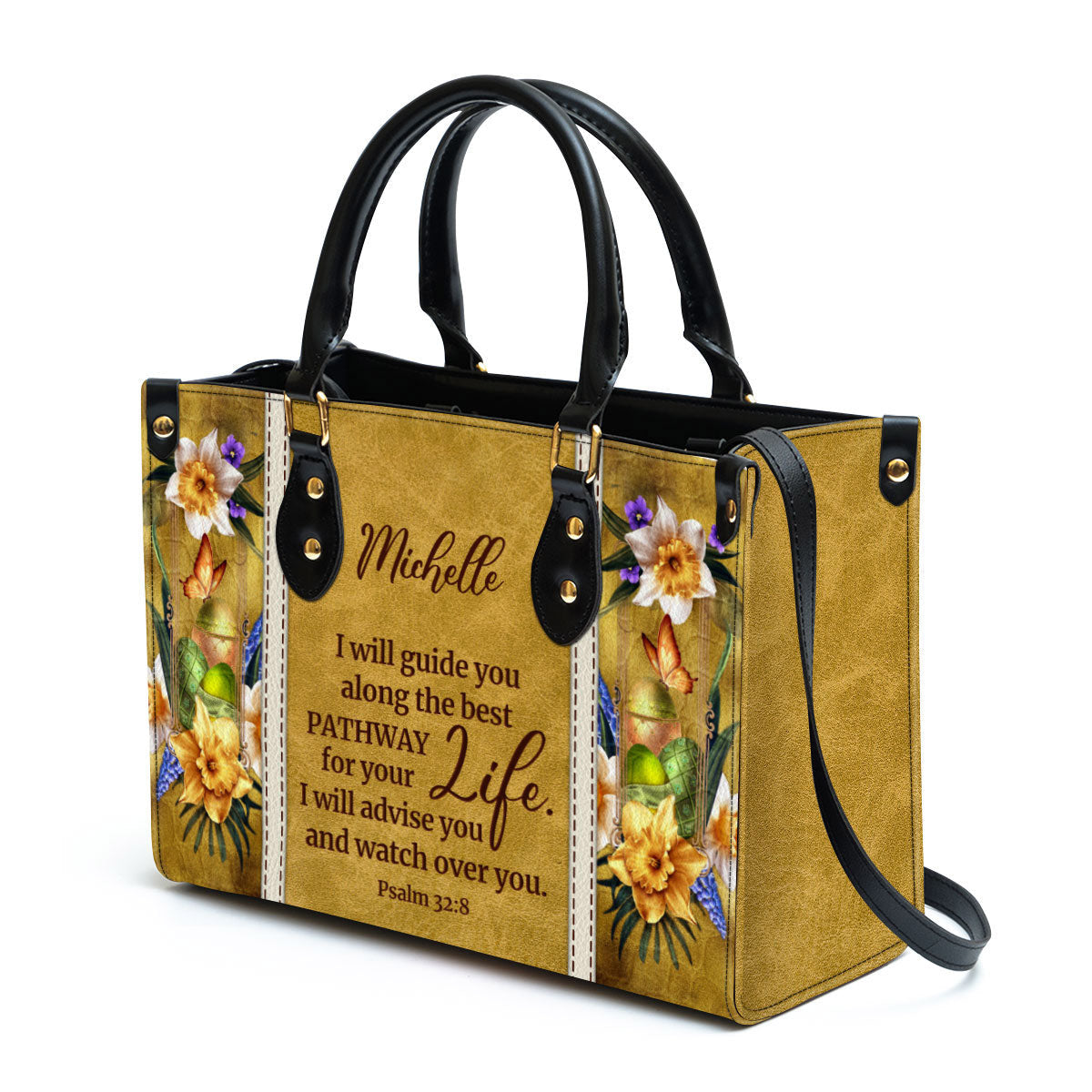 Personalized I Will Advise You And Watch Over You Unique Christian Leather Bag, Christian Pu Leather Bags For Women