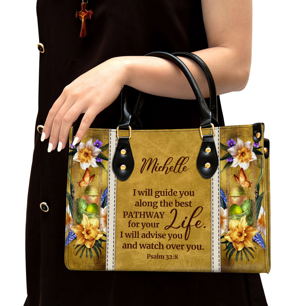 Personalized I Will Advise You And Watch Over You Unique Christian Leather Bag, Christian Pu Leather Bags For Women
