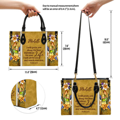 Personalized I Will Advise You And Watch Over You Unique Christian Leather Bag, Christian Pu Leather Bags For Women