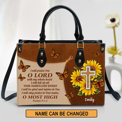 Personalized I Will Be Glad And Rejoice In You Gorgeous Leather Bag, Christian Pu Leather Bags For Women