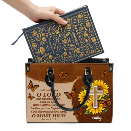 Personalized I Will Be Glad And Rejoice In You Gorgeous Leather Bag, Christian Pu Leather Bags For Women