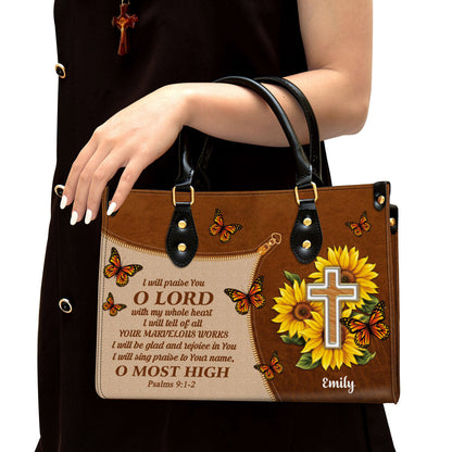 Personalized I Will Be Glad And Rejoice In You Gorgeous Leather Bag, Christian Pu Leather Bags For Women