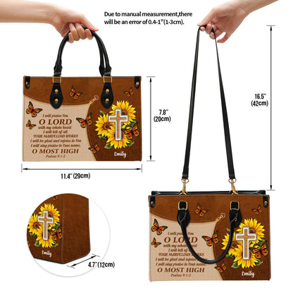 Personalized I Will Be Glad And Rejoice In You Gorgeous Leather Bag, Christian Pu Leather Bags For Women