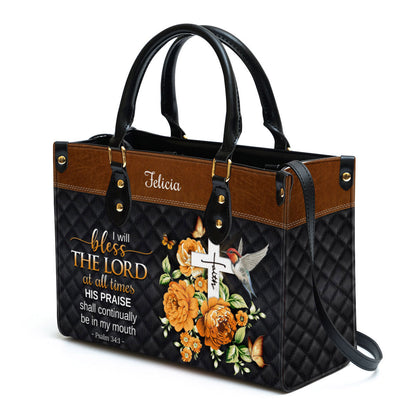 Personalized I Will Bless The Lord At All Times Special Leather Bag, Christian Pu Leather Bags For Women