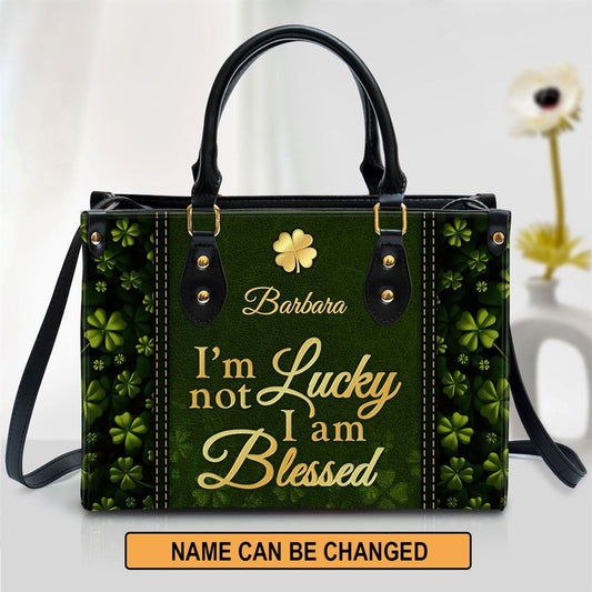 Personalized I‘m Not Lucky I Am Blessed Special Leather Bag, Christian Pu Leather Bags For Women