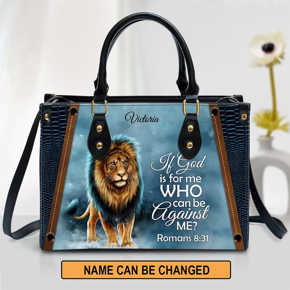 Personalized If God Is For Me Who Can Be Against Me Leather Bag, Christian Pu Leather Bags For Women
